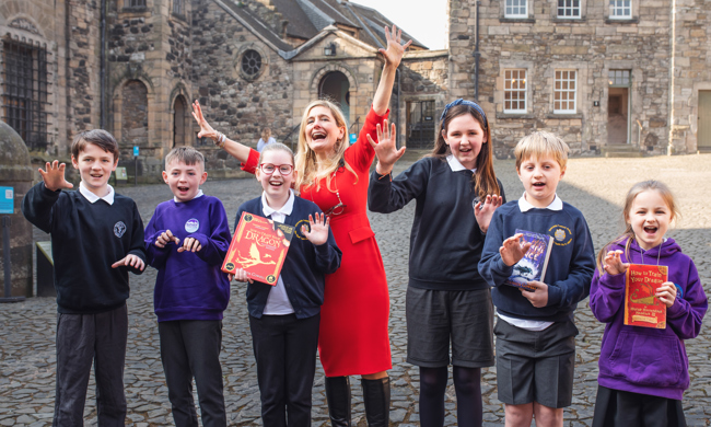Cressida Cowell at Stirling Castle celebrates reading with children